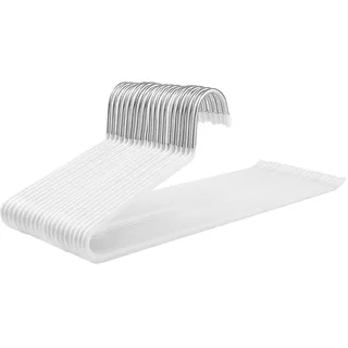 SONGMICS Hosenbügel, 20er Set, Kleiderbügel Hosen, offenes Ende, multifunktional, rutschfest, platzsparend, Länge 38 cm, weiß CRI004WT-20