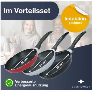 Bratpfanne Pfannenset Induktion 3er Pfanne 20,24,28cm Induktionspfanne