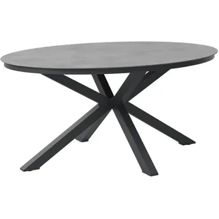 Ambia Garden Gartentisch , Anthrazit , Metall, Kunststoff , oval , X-Form , 180x76x120 cm , Gartenmöbel, Gartentische, Gartentische