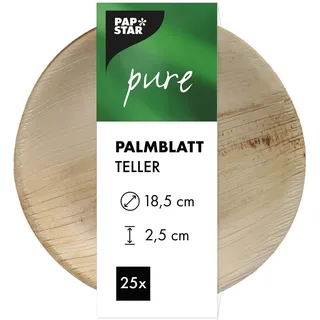 PAPSTAR 25 Teller, Palmblatt Pure rund Ø 18,5 cm · 2,5 cm