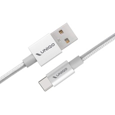 UNIQO USB 2.0 - Typ-C Anti-Tangle Nylon Kabel zum Laden und zur Datenübertragung, 1m Länge, kompatibel mit iPhone 15, Samsung, Oppo, Huawei, Honor, Xiaomi