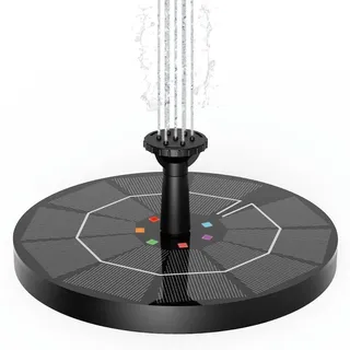 WoskjXas Solar Springbrunnen für Außen 2.2W 16cm Led Springbrunnen Solar Schwimmender Fontäne Pumpe mit 6 Düsen Solarbrunnen für Draussen Garten Teich Terrasse Pool