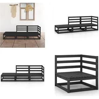 vidaXL 3 tlg. Garten Lounge Set Schwarz Massivholz Kiefer - Garten-Lounge-Set - Garten-Lounge-Sets - Holz-Loungemöbel - Holz-Gartenmöbel - Schwarz