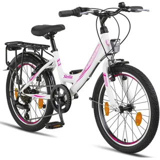 Licorne Bike Stella Premium City Bike 20,24,26 und 28 Zoll Fahrrad für Mädchen Herren und Damen 21 Gang (6 Gang bei 20 Zoll) Holland Citybike - Weiß