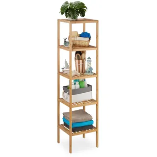 Relaxdays Badregal Bambus Natur 5 Ablagen 140 cm x 34 cm x 33 cm