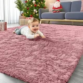 Homaxy Hochflor Flauschig Teppich Anti-Rutsch Unterseite Waschbar Groß Teppiche Mädchen fürs Wohnzimmer, Kinderzimmer, Schlafzimmer - 300 x 400 cm, Rosa
