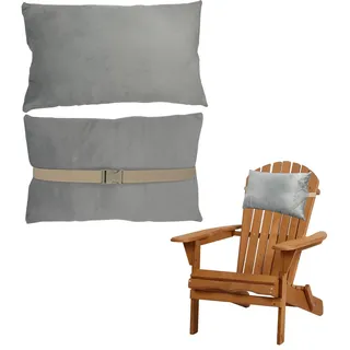 Ostlttyn Gartenstuhl Kopfkissen KopfstüTze Kissen FüR Sonnenliege, 40x25x8cm GroßEs Liegekopfkissen Mit Verstellbaren Riemen FüR Gartenbank Lounge Stuhl, Grau