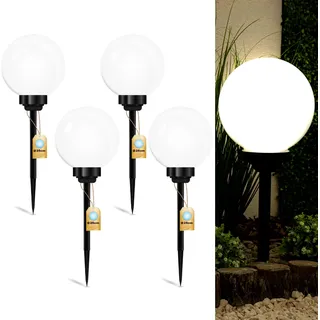 LUMILED Solarleuchten Garten 4er Set Solarlampen mit Erdspieß LED Solarlampe für außen Kaltweiß 6500K Solar Gartenleuchte 25cm Solar-LED-Wegeleuchten Wegbeleuchtung Bodenleuchte 4 Stücke