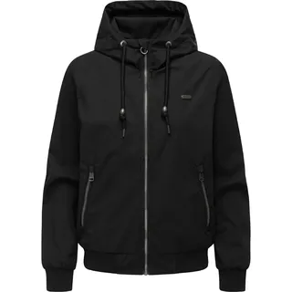 Outdoorjacke RAGWEAR "Outdoorjacke Nuggeta Summer YOUMODO", Damen, Gr. L, schwarz, Obermaterial: 100% Polyester PES.  Obermaterial: Futter: 100% Polyester PES., lässig geschnitten, hoch geschlossener Ausschnitt, Ärmel ohne Ärmelschlitz Rippbündchen, Jacken Outdoorjacke, Lässige Übergangsjacke mit Kapuze