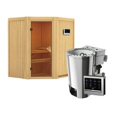 KARIBU Sauna »Tuckum«, inkl. 3.6 kW Saunaofen mit externer Steuerung, für 3 Personen - beige