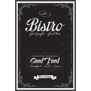 Wallario Outdoor-Poster für Garten oder Balkon, Motiv Bistro-Design in schwarz-weiß, in ca. 61 x 91,50 cm - Schwarz