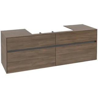 Villeroy & Boch Collaro Waschbeckenunterschrank, Wandmontage, 4 Auszüge, Waschbecken mittig, 1600x548x500mm, C02800VH, Farbe: Front/Korpus: Arizona Oak, Griff: Graphite