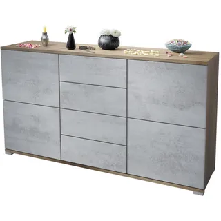 Vladon Sideboard Rova Beton Oxid Optik , Holzwerkstoff , 138.5x75.5x35 cm , Kleinmöbel, Kommoden, Sideboards