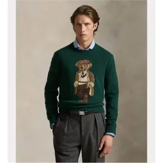 Polo Ralph Lauren für Herren. 710978308001 Pullover mit Bär Polo grün (XL), Lässig, Wolle