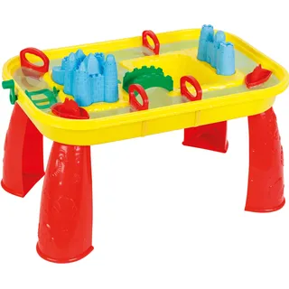 Pilsan Sand- und Wasserspieltisch aus Kunststoff | Großer Wassertisch mit Zubehörset | Garten Wasser Spieltisch für Kinder in Gelb & Rot