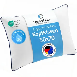 Kopfkissen 50x70 inSPIRO, Premium Kissen von Schlafexperten entwickelt, Ergonomisches Schlafkissen für Seitenschläfer, Rückenschläfer, Bauchschläfer, Ideales HWS Nackenkissen, Pillow made in EU