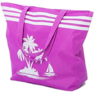 Ibenzoa® Große, stylische Strandtasche mit Reißverschluss – geräumige Damen-Tasche mit farbenfrohem Design für Strand, Pool und Outdoor - Lila