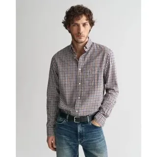Gant für Herren. 3240193 Regular Fit Leichtes Twill-Hemd Vichy Plaid Regular Fit (XXL), Braun, Lässig, Baumwolle, Langarm