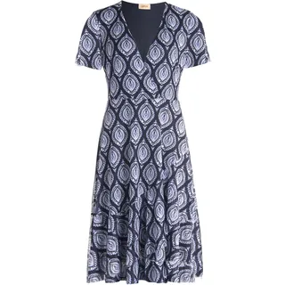 Volantkleid CARTOON "Volantkleid mit Rüschen", Damen, Gr. 44, EURO, blau (dunkelblau, blau), Obermaterial: 95% Polyester PES. 5% Elasthan EL., Kleider Volantkleid