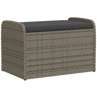 vidaXL Sitzbank Mit Stauraum & Kissen Grau 80/51/52 Cm Poly Rattan , Creme , Kunststoff , Rechteckig , 80x52x51 cm , Gartenmöbel, Gartenbänke
