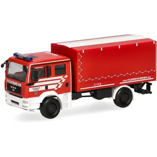 Herpa LKW Modell MAN TGA M LKW Dekon Feuerwehr Bremen, Miniatur im Maßstab 1:87, Sammlerstück, Made in Germany, Kunststoff