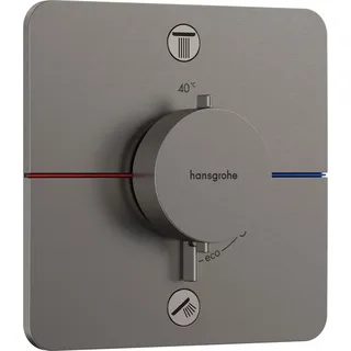 Hansgrohe ShowerSelect Comfort Q Thermostat, Unterputz, 2 Verbraucher, Soft Edge Rosette, mit Sicherungskombination, 15586340 Dusch-Mischbatterie Schwarz, Chrom