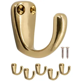 Fuxxer® 5x Garderobenhaken massiv Metall Kleiderhaken Wandhaken Gold Messing Design