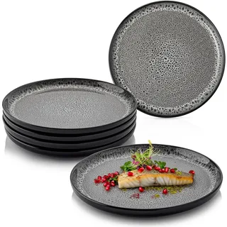 sänger Speiseteller Grau, Keramik, kratzfest, Essen | 6 teilig, aus Steingut | Gr.: onesize