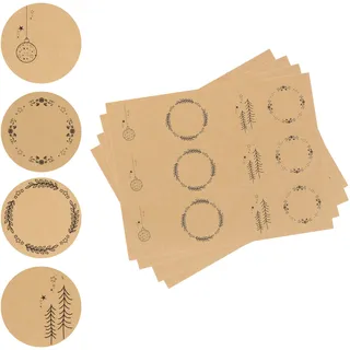 Nordstern Weihnachten Aufkleber zum Beschriften 48er Pack - Runde Sticker für Geschenke, Adventskalender und Papiertüten - Weihnachtssticker