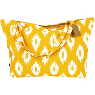 TRESMESTRES Strandtasche für Damen - Groß, im mediterranen Stil und mit Innenfutter – Badetasche XXL Familie für Strand - ideal als Schwimmtasche und Sommertasche - Senf, 65 x 40 cm