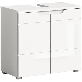 VCM xonox.home - Waschbeckenunterschrank Solero 63x59x34 cm in Front weiß Hochglanz Tiefzieh Korpus weiß - Badunterschrank Waschtischunterschrank - modern und funktional