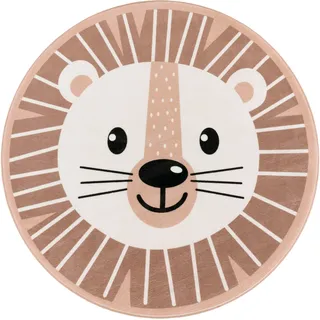 Paco Home Kinderteppich »Chicos 556« rund 2 mm Höhe Flachgewebe, Motiv Löwe, Kinderzimmer, beige