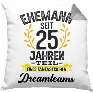Trendation Ehemann 25 Jahre Jahrestag Silberne Hochzeit Jubiläum Hochzeitstag Geschenk Kissen mit Füllung 40x40 Silberhochzeit Geschenke (Grau)