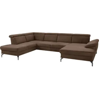 sit&more Wohnlandschaft »Scorpio U-Form« inklusive Sitztiefenverstellung, mit Kopf- und Armteilverstellung, braun