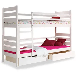 Feldmann-Wohnen Hochbett Dario Dariob Weiß 196 / 88 / 165cm , Holz , 2 Schubladen , Rechteckig , 80x190 cm , Babymöbel & Kindermöbel, Kinderzimmer & Jugendzimmer, Kinderbetten, Hochbetten