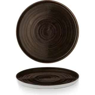 Churchill Super Vit Stonecast Patina Flache Teller mit Steilrand, 21 cm, 6 Stück, Eisen Schwarz, rund