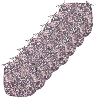 ABAKUHAUS Jahrgang Polster für Esszimmerstühle, Blumen, Dekoratives wasserfestes Kissen mit Riemen für Küchensitze, 40 cm x 40 cm-8er Pack, Aubergine Coral Beige