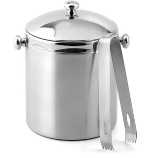 Weis Eiswürfeleimer Doppelwandig mit Zange 1L Edelstahl Silber, Maße: 14,7cm x 12,1cm x 16,5cm, 16823