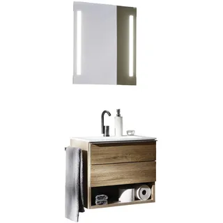 Voglauer Badezimmer , Weiß, Eichefarben , Holz, Stein , Wildeiche , furniert, massiv , 1 Schubladen , 64.4 cm , Goldenes M, Made in Austria , hängend, individuell planbar, erweiterbar, Typenvielfalt , Badezimmer, Badmöbelsets & Badmöbelserien, Badmöbel-Sets