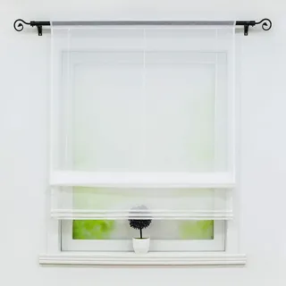 Joyswahl Voile Raffrollo mit Tunnelzug Transparente Unifarbiges Bändchenrollo »Sophia« Schals mit Stangendurchzug Fenster Vorhänge BxH 60x155cm Weiß 1er Pack