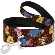 Buckle-Down Pooh Hundeleine mit Schnallen, Motiv Winnie Puuh, 1,2 m lang, 2,5 cm breit