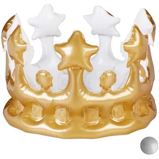 Relaxdays Aufblasbare Krone , Kunststoff , 21x16x21 cm , Dekoration