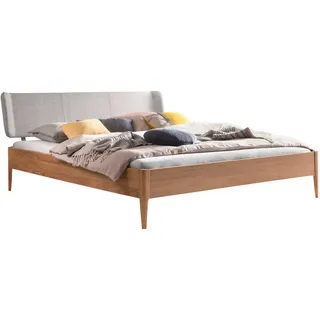 Hasena Bett , Eichefarben, Hellgrau , Holz, Textil , Eiche , massiv , Höhe ca. 22 cm , 140x200 cm , gepolstertes Kopfteil, in verschiedenen Holzarten erhältlich, in verschiedenen Größen erhältlich , Schlafzimmer, Komplette Schlafzimmer und Serien, Schlafzimmerserien