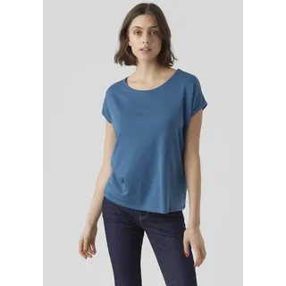 T-Shirt VERO MODA "VMAVA PLAIN SS TOP JRS NOOS", Damen, Gr. S, blau (moroccan blau), Jersey, Obermaterial: 95% Lyocell (TENCELTM), 5% Elasthan, unifarben, regular fit normal, Rundhals, Shirts T-Shirt, Materialmix, regular fit