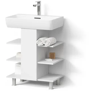 livinity Livinity® Waschbeckenunterschrank Fucino, Weiß, 60 x 70 cm mit 6 Ablage