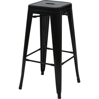 Barhocker HWC-A73, Barstuhl Tresenhocker, Metall Industriedesign stapelbar  schwarz - Schwarz