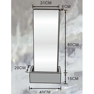 Köhko Springbrunnen Muro S Höhe ca. 95 cm mit LED-Beleuchtung aus Edelstahl Wasserwand Wasserspiel für Garten Terrasse
