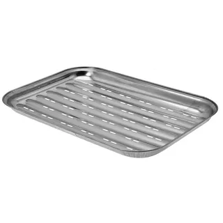Dehner Grillschale, ca. 34.5 x 24.2 x 2.5 cm, Edelstahl, silber