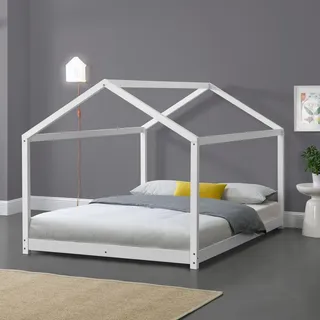 [en.casa] Kinderbett Cerro Hausbett 120x200cm Weiß