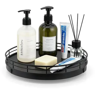Yuhtech Lazy Susan Drehteller-Organizer, rund, Holz, Lazy Susan, 360° drehbarer Aufbewahrungs-Drehteller, drehbares Gewürzregal für Badezimmer, Küchenschrank, Kosmetik